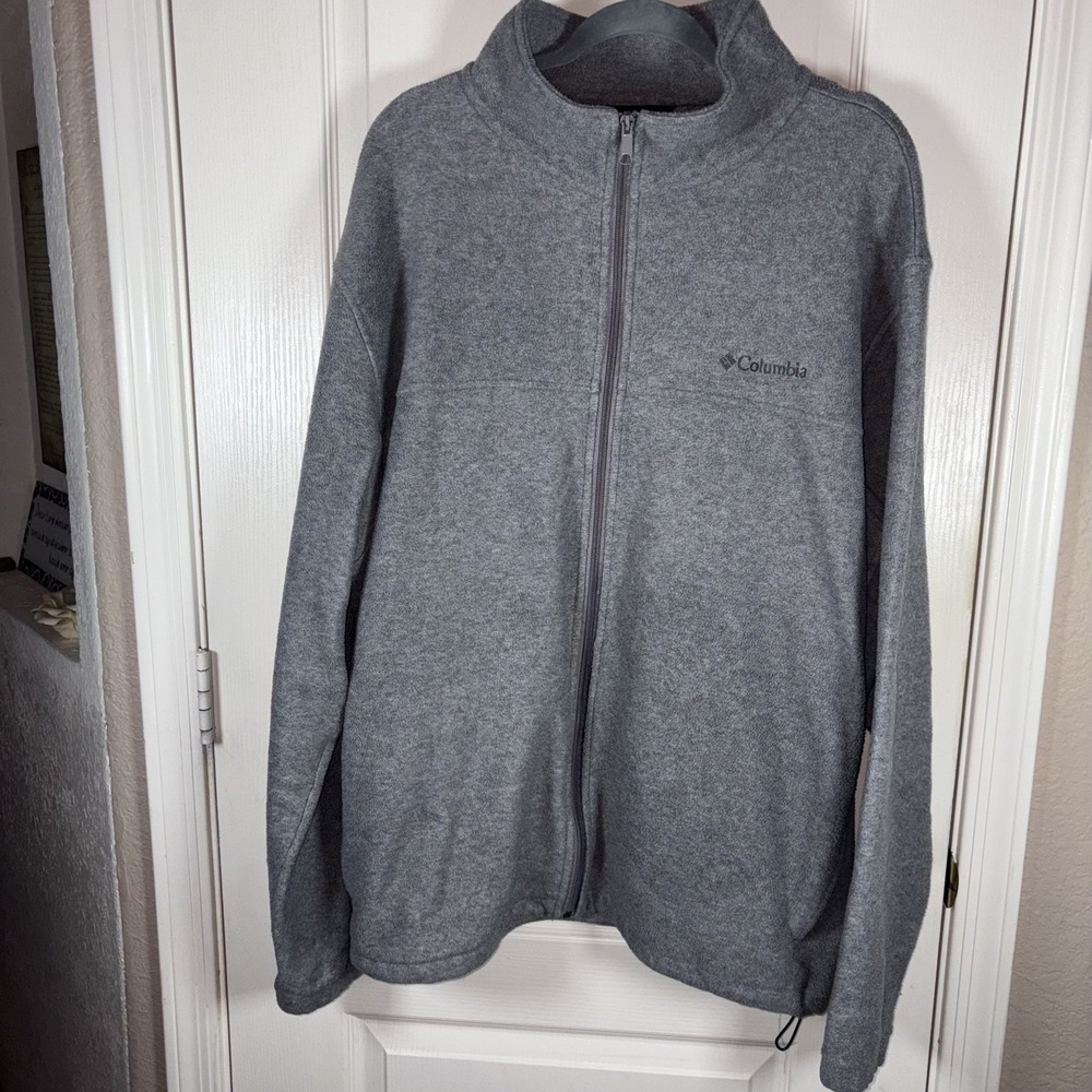 Columbia Zip Up Men's 3XL Fleece Jacket High Collar Bottom Tie EUC Outdoor